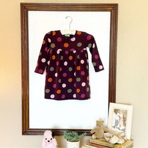 Crazy 8 EUC 2009 Autumn Forest line Eggplant Polka Dot Long Sleeve Dress Size 4